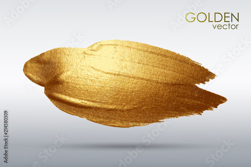 Gold grunge texture in a frame. Smear with an artistic brush. A brilliant festive pattern. Light background. Vector abstract image. A high resolution.