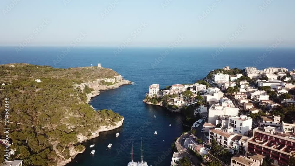 Aerial: The bay of Cala Figuera in Mallorca, Spain Aerial: The bay of Cala Figuera in Mallorca, Spain