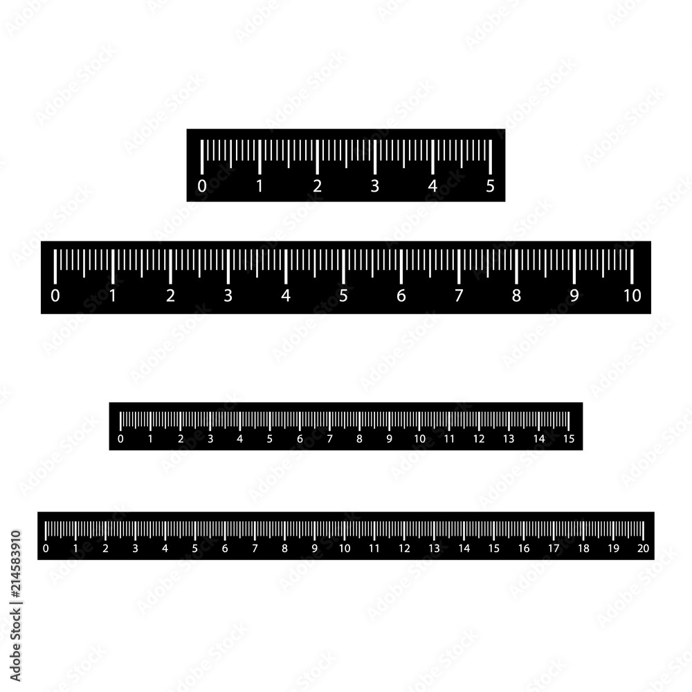 Black scale for rulers. Different units of measurement. Vector ...