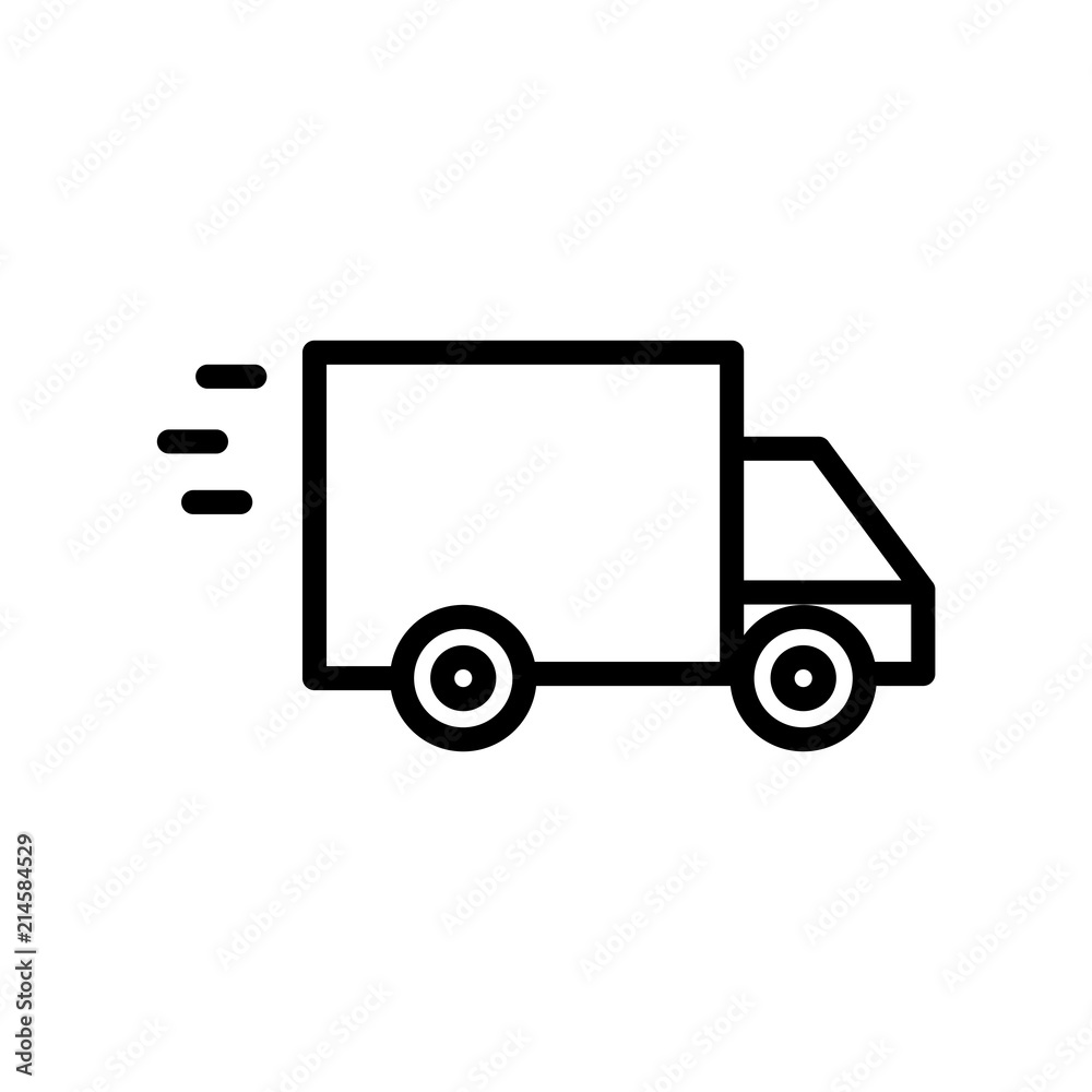 Fast shipping delivery truck flat icon simple flat outline sign for apps and websites Fast shipping delivery truck flat icon simple flat outline sign for apps and websites