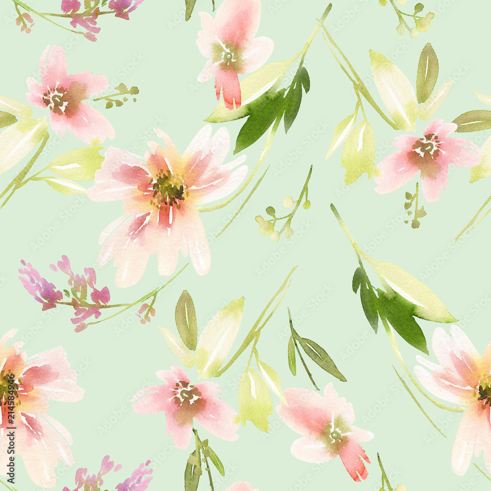 Seamless summer pattern with watercolor flowers handmade. Seamless summer pattern with watercolor flowers handmade.