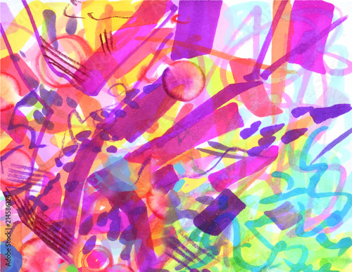 iridescent multikcolor background of strokes, scribbles, marker