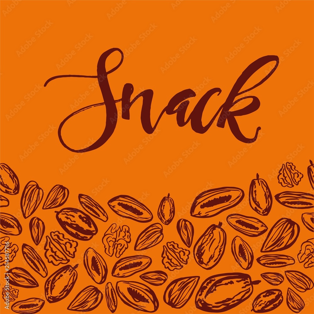 Obraz premium Seamless background with nuts and dried fruits. Vector illustration.