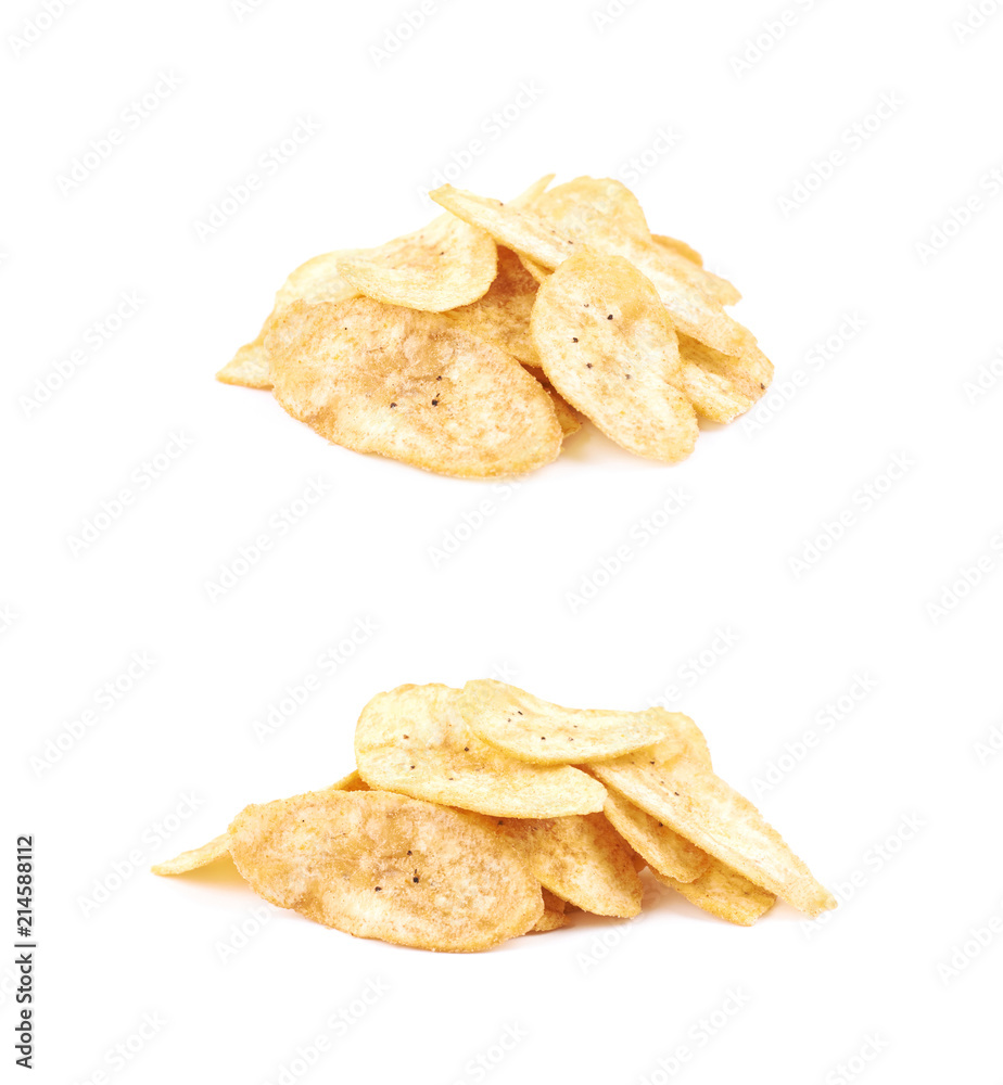 Pile of spiced banana chips isolated Pile of spiced banana chips isolated