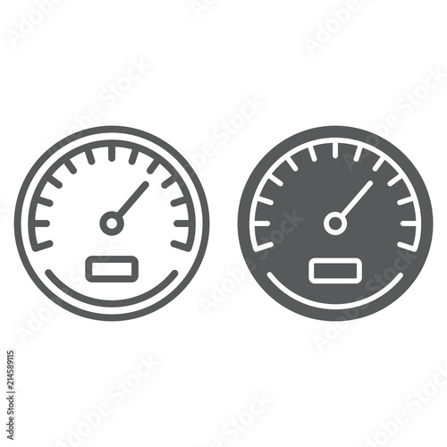 Speedometer line and glyph icon, data and analytics, velocity sign, vector graphics, a linear pattern on a white background, eps 10.