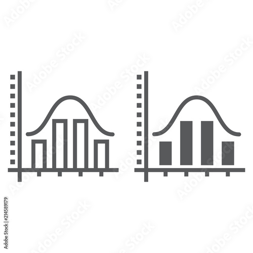Average line and glyph icon, data and analytics, graph sign, vector graphics, a linear pattern on a white background, eps 10.