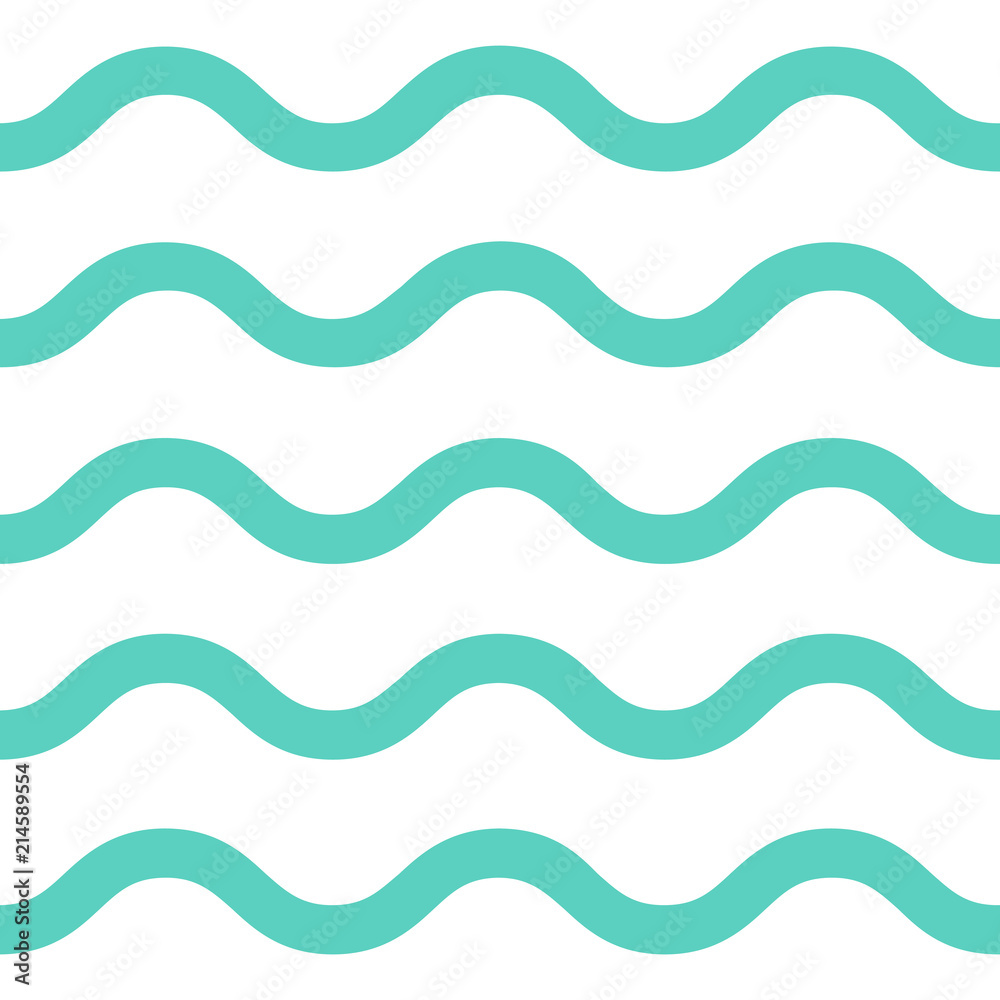 Vector seamless ornament, simple sea waves background