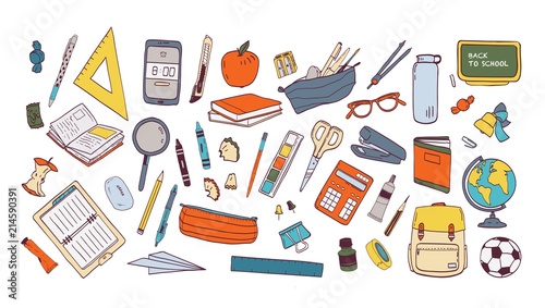 Fotografie, Obraz Collection of school supplies or stationery