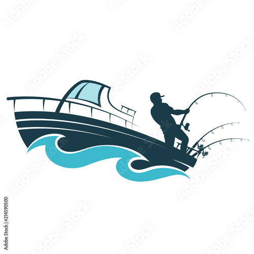 Fisherman on a motor boat