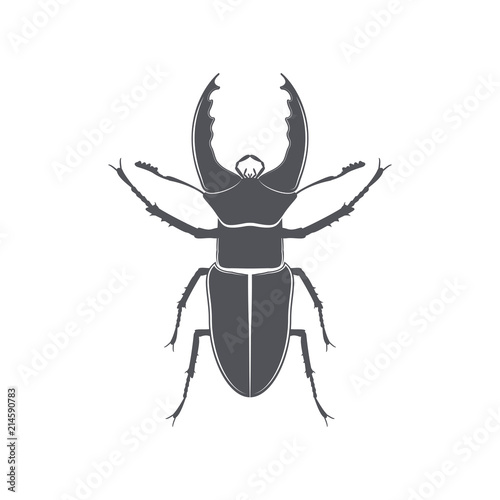 Monochrome emblem of deer beetle. isolated vector illustration