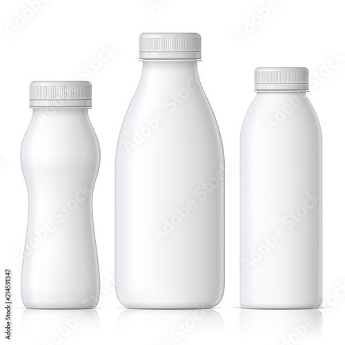 Realistic plastic bottle for milk, yogurt or kefir.