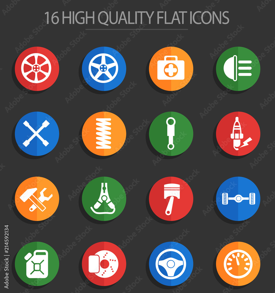 Fototapeta premium car shop 16 flat icons