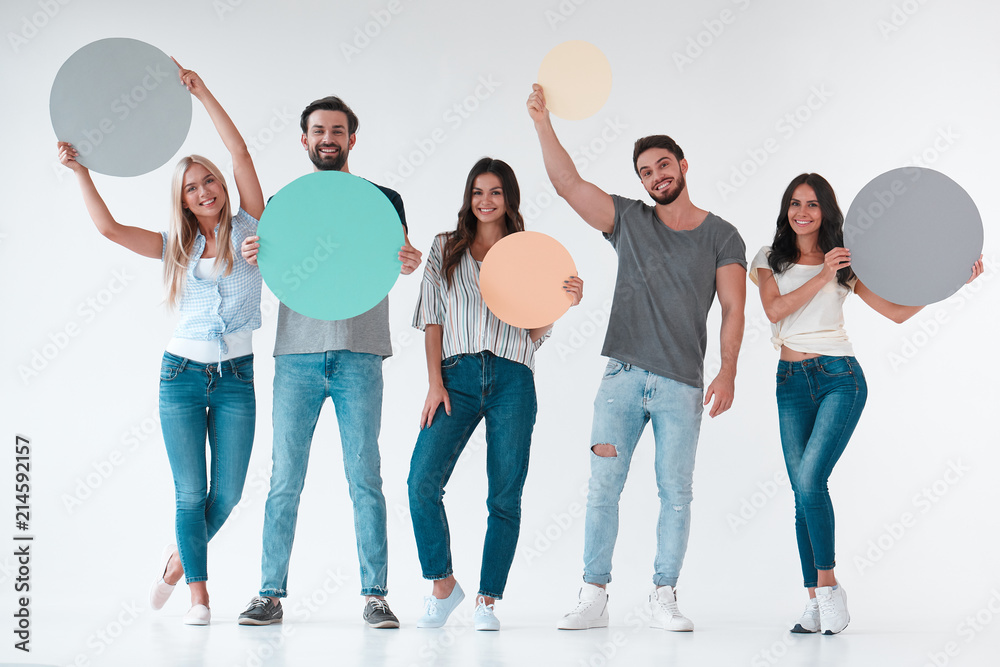 Obraz premium Group of young people on white background