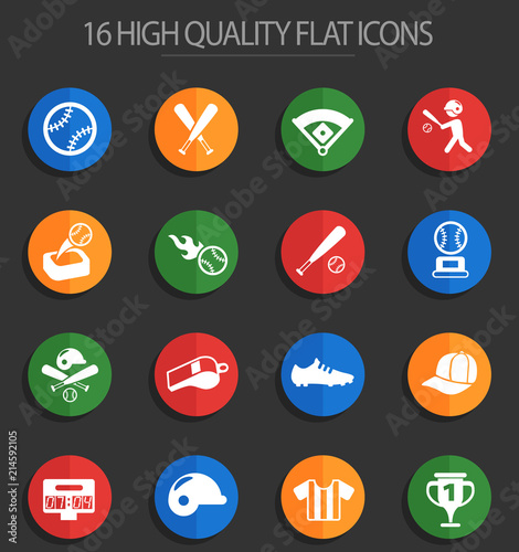 baseball 16 flat icons