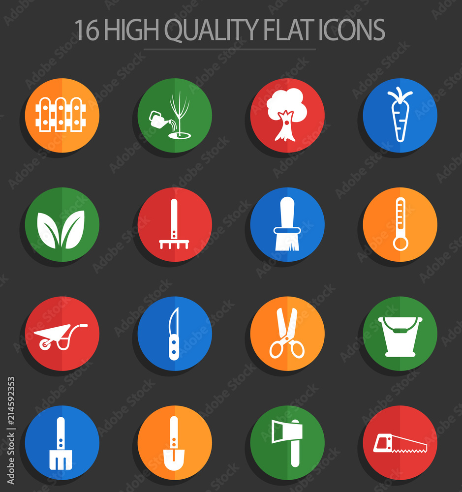 Fototapeta premium gardening 16 flat icons