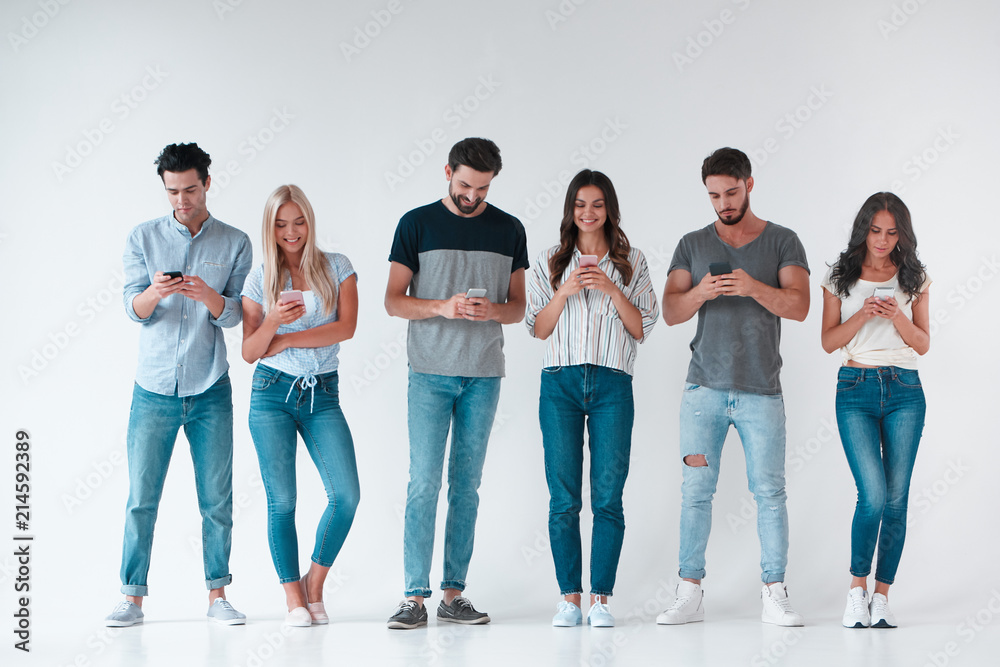 Group of young people on white background Group of young people on white background