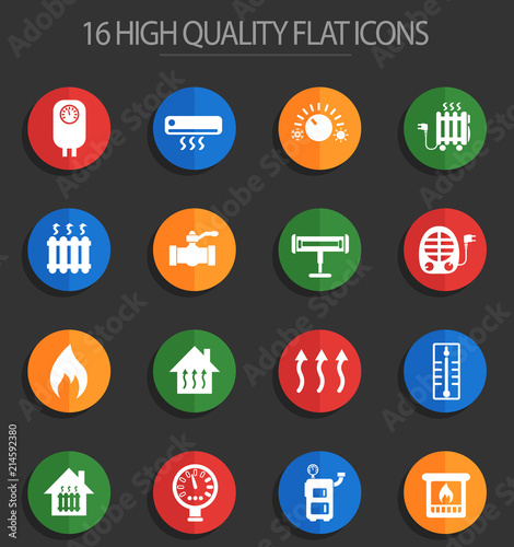heating 16 flat icons