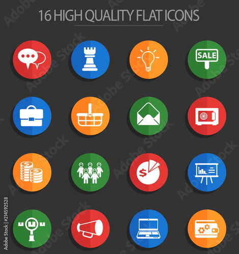 marketing 16 flat icons