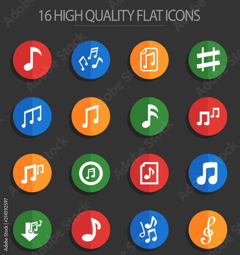 musical notes 16 flat icons