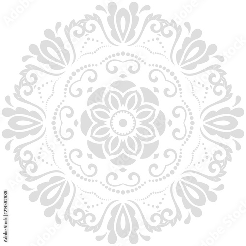 Fototapeta Naklejka Na Ścianę i Meble -  Oriental vector round light pattern with arabesques and floral elements. Traditional classic ornament. Vintage pattern with arabesques
