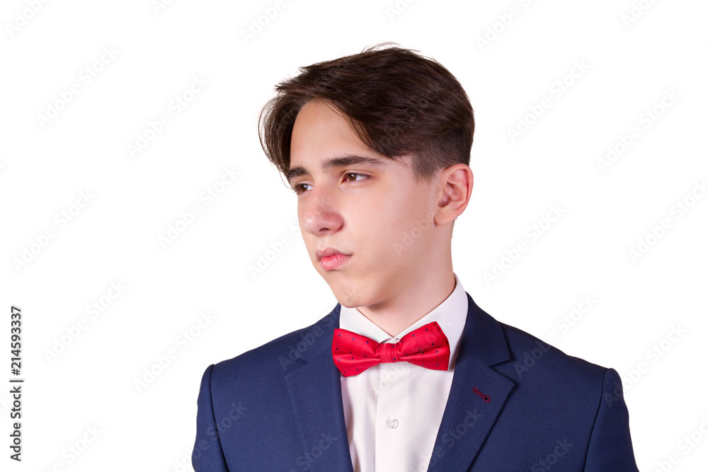 Portrait of elegant young man in suit and bow tie, isolated on white background Portrait of elegant young man in suit and bow tie, isolated on white background