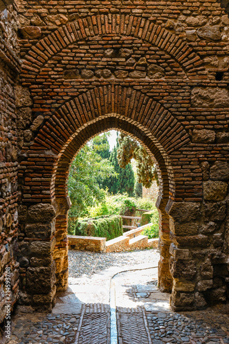 courtyard of alcazaba castle in Malaga, Costa del Sol, Spain photo