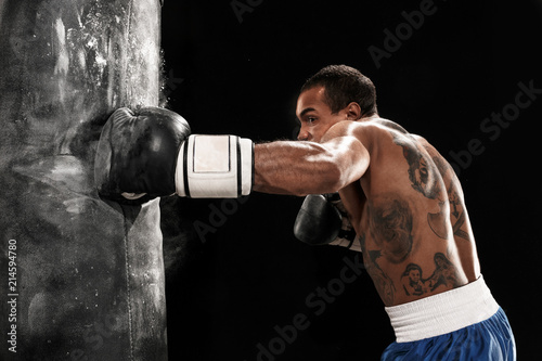 Boxing training and punching bag