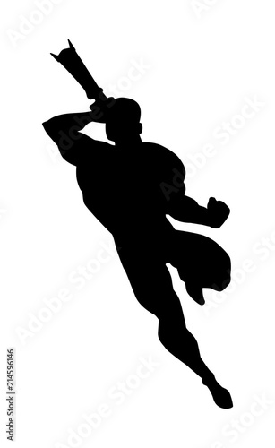 Black silhouette of the photographer Superman