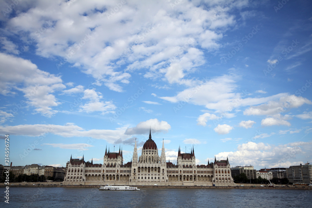 Hungarian parliament on river Danube in Budapest