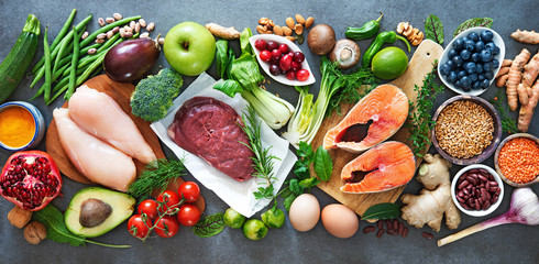 Balanced diet food background