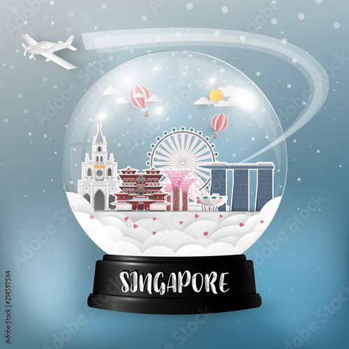 Singapore Landmark Global Travel And Journey paper background. Vector Design Template.used for your advertisement, book, banner, template, travel business or presentation.
