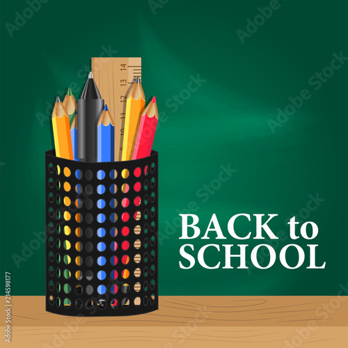 Back to School Banner with pencil case