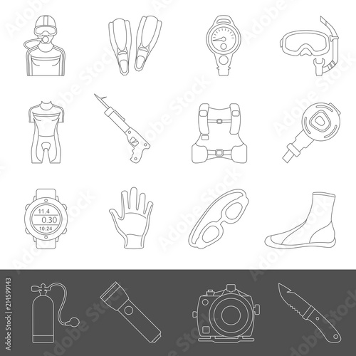 Line Icons - Scuba Diving Equipment