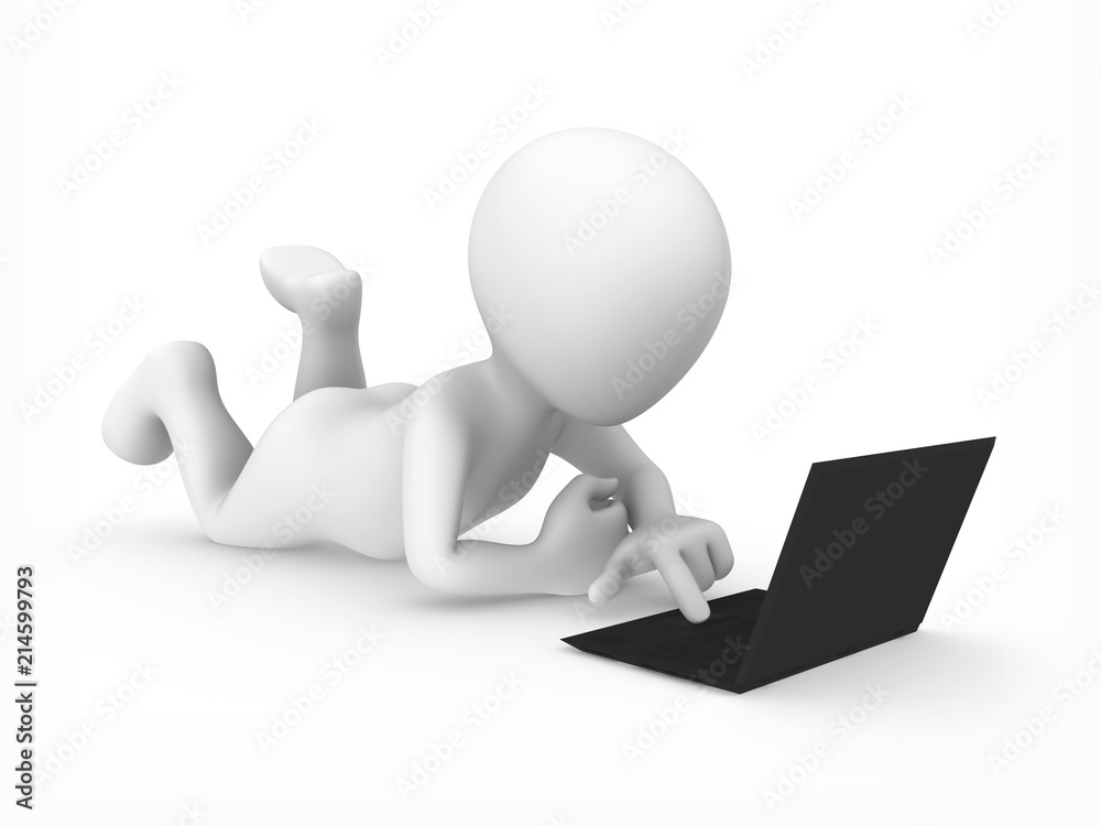 3d man with laptop. 3d man with laptop.