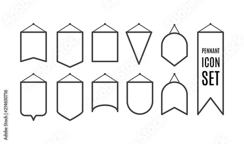 Pennant outline icon set. Vector illustration, flat design