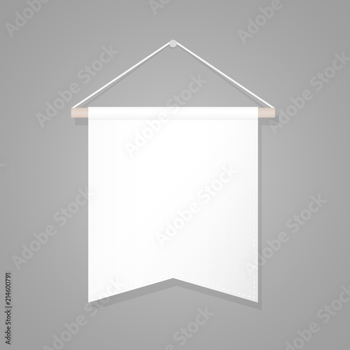 White blank pennant hanging. Flag mockup template. Vector illustration, flat design