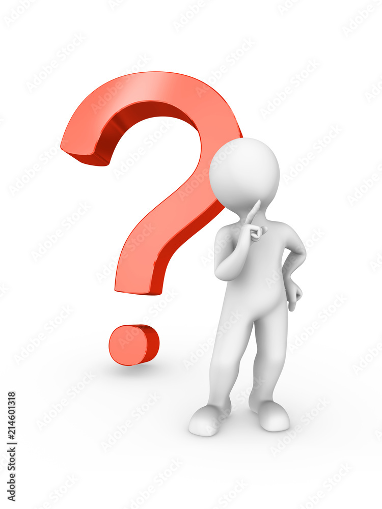 3d rendered white human with a red question symbol 3d rendered white human with a red question symbol