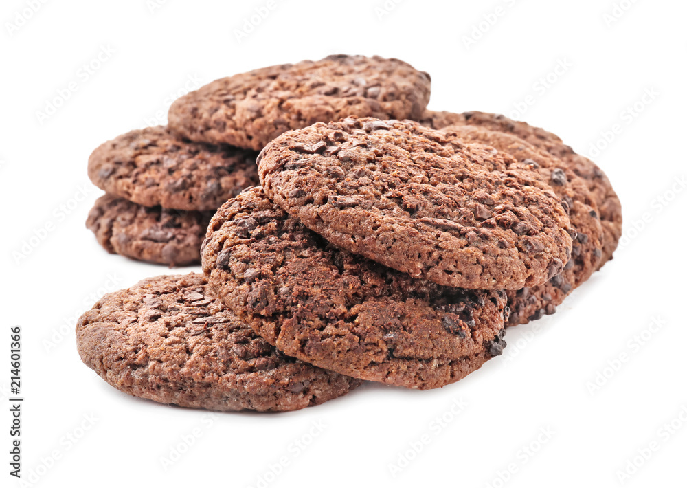 Delicious chocolate cookies on white background Delicious chocolate cookies on white background