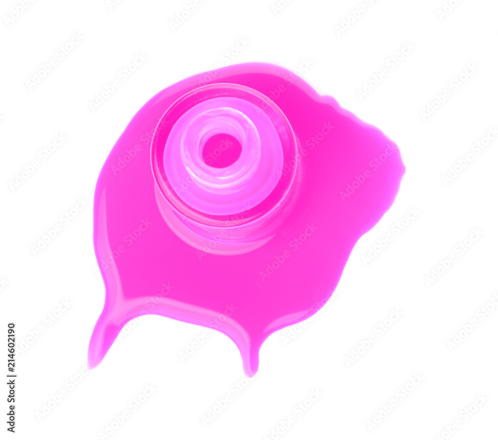 Open bottle of nail polish on white background Open bottle of nail polish on white background