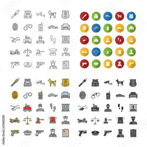 Police force icons set