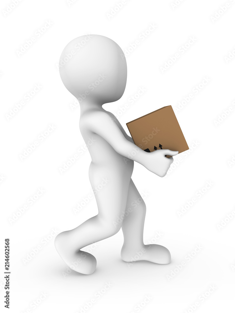 3d rendered white human with a box