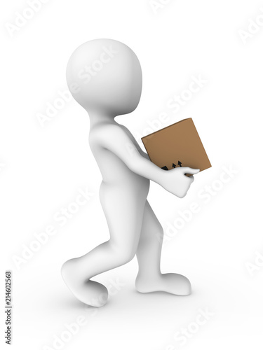 3d rendered white human with a box
