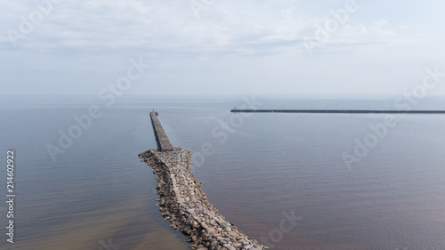 Harbor Roja Latvia Aerial view of countryside drone top view