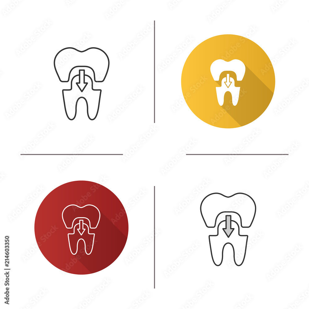 Dental crown with down arrow icon Dental crown with down arrow icon