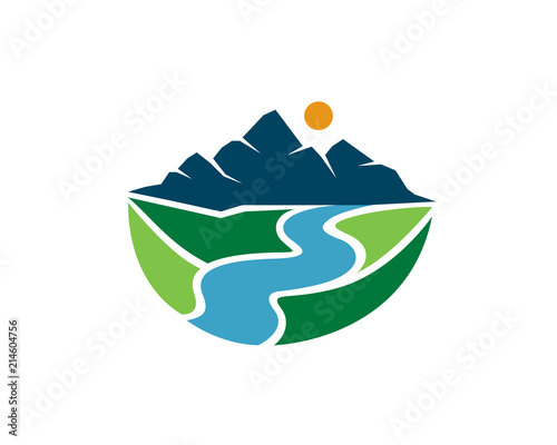 Valley, River, Cliff and Mountain