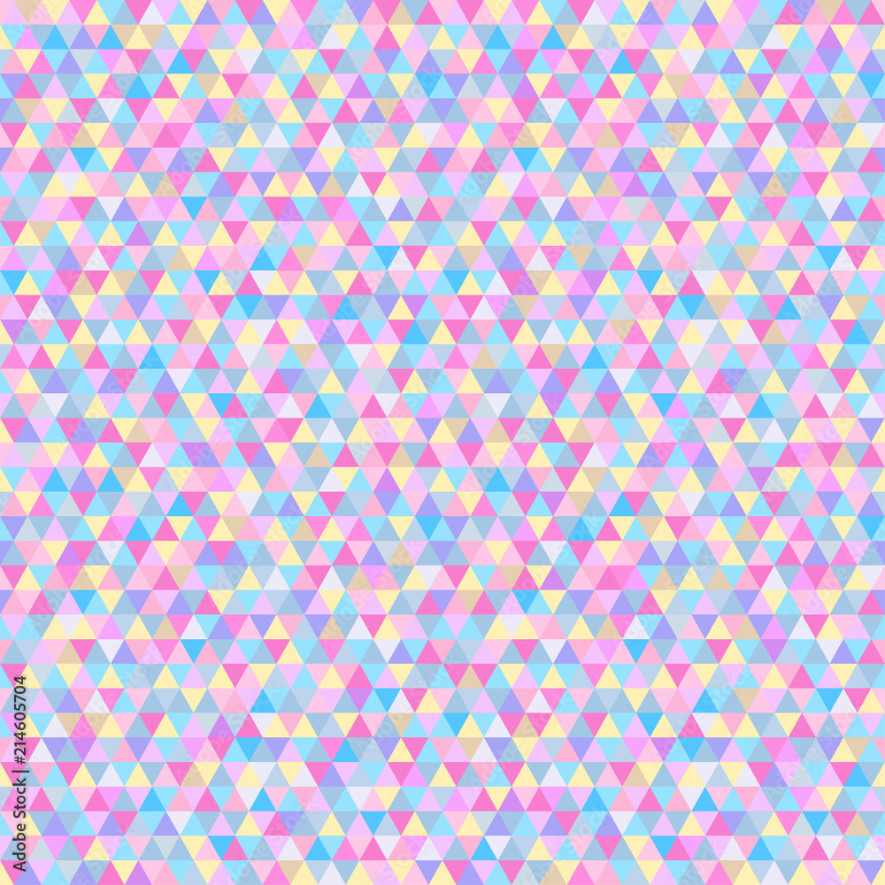 Tile pattern with triangles. Seamless geometric wallpaper of the surface. Unique background. Doodle for design. Bright colors. Print for polygraphy, posters, t-shirts and textiles. Luxury texture