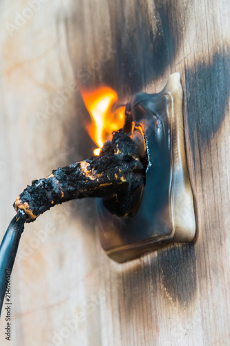 fire, wire in fire and smoke