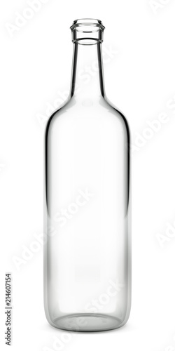 empty glass bottle isolated on white background