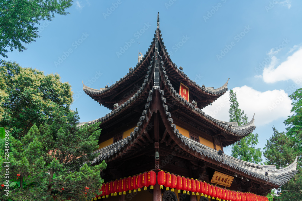 Longhua temple in Shanghai, China. Longhua temple is located in the southern suburbs of Shanghai, is one of the famous buddhist monastery in China.