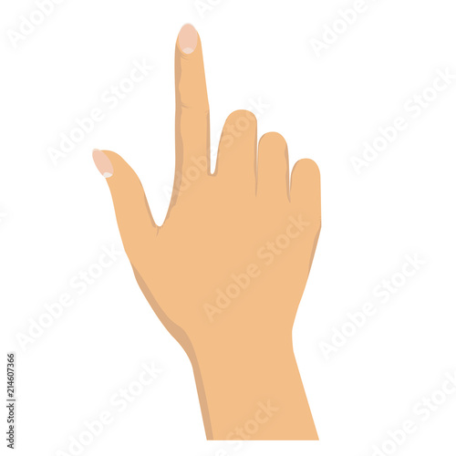 Woman hand with pointing finger. Vector isolated illustration. 